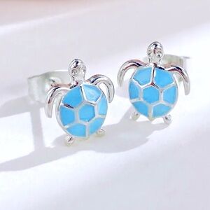 925 Sterling Silver plated Sea Turtle Earrings
